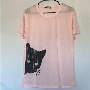 Pink and Black Cat Shirt size Large